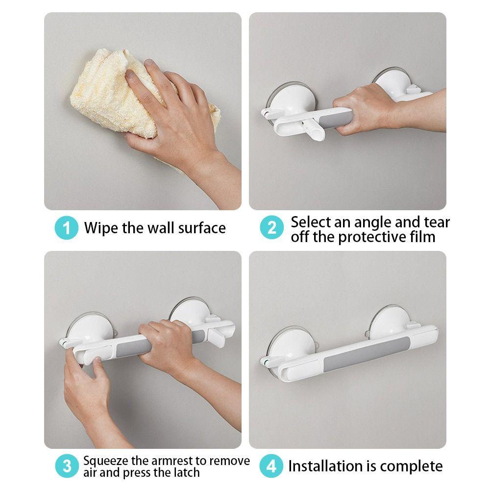 12 Inch Shower Bathtubs Handle with Strong Best Suction Mug No Drill Durable Safety Hand Rail Grab Bar for Seniors Elderly Handicap for Home