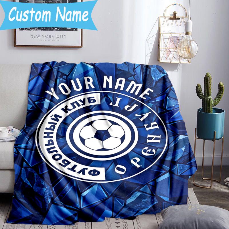 Couverture Flanelle Personnalisée Nom Club de Football Emblème Orenbourg, Utilisation pour Cadeau d'Anniversaire/Vacances, Couverture Douce pour Canapé/Lit/Camping/Bureau, Décoration de Maison