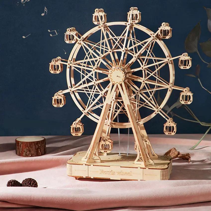 ROBOTIME Rolife Ferris Wheel 3D Wooden Puzzle Music Box TGN01