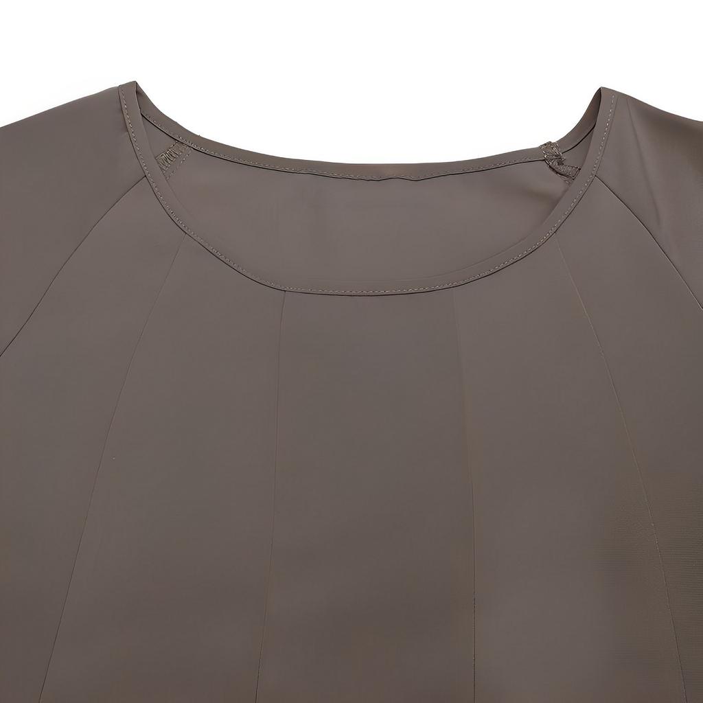 Women's Casual Loose Long Sleeve Round Neck Solid Color Robe Dress