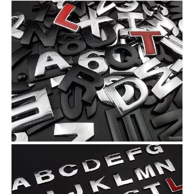 1Pcs 3D Metal 45mm 25mm DIY Letters Alphabet Emblem Numbers Chrome Labeling Car Sticker Digital Badge Accessories Motorcycle