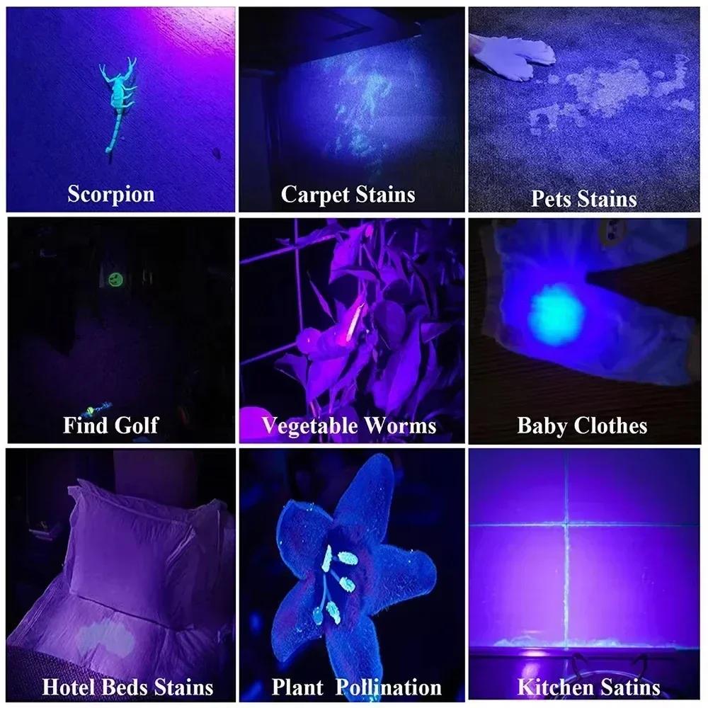 395nm UV Flashlight Ultraviolet Light,Pet Dog Cat Urine Detector Scorpion Finder,Portable UV Lamp w/ Pen Clip Use AAA Batteries
