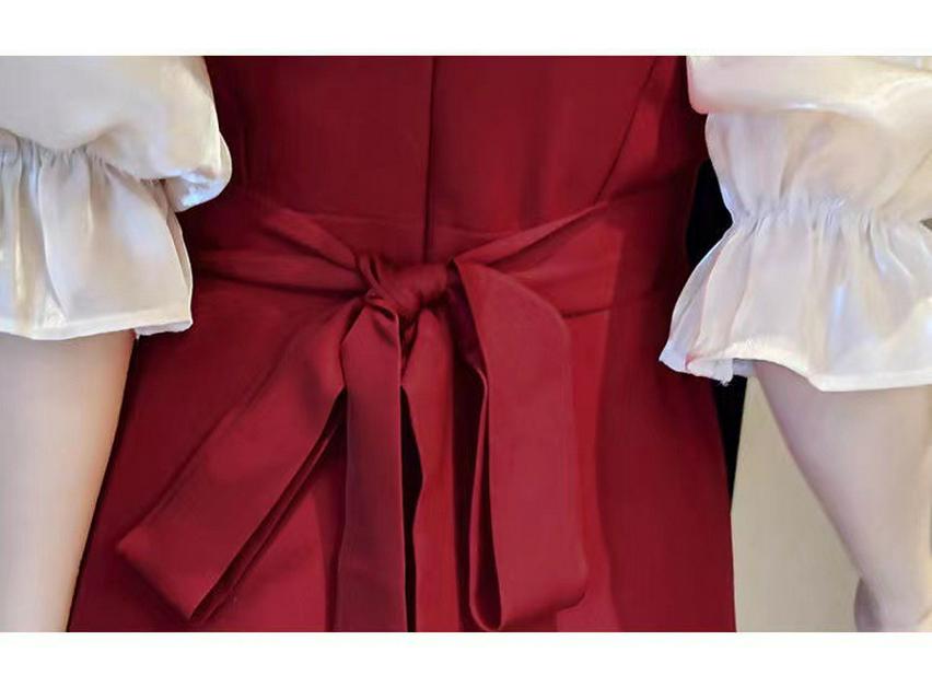 Women's French A-Line Summer Dress with Short Sleeves - Southeast Asian Sister Style, Gentle Waist, Medium Length