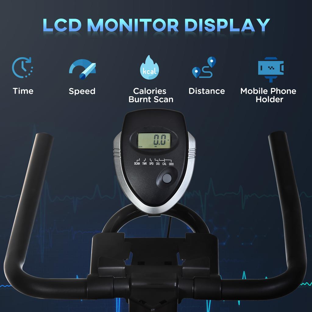 Indoor Stationary Exercise Bike 6kg Flywheel Fitness Cardio Workout Bike Trainer for Home Gym w/ Adjustable Resistance LCD Monitor Pad and Bottle