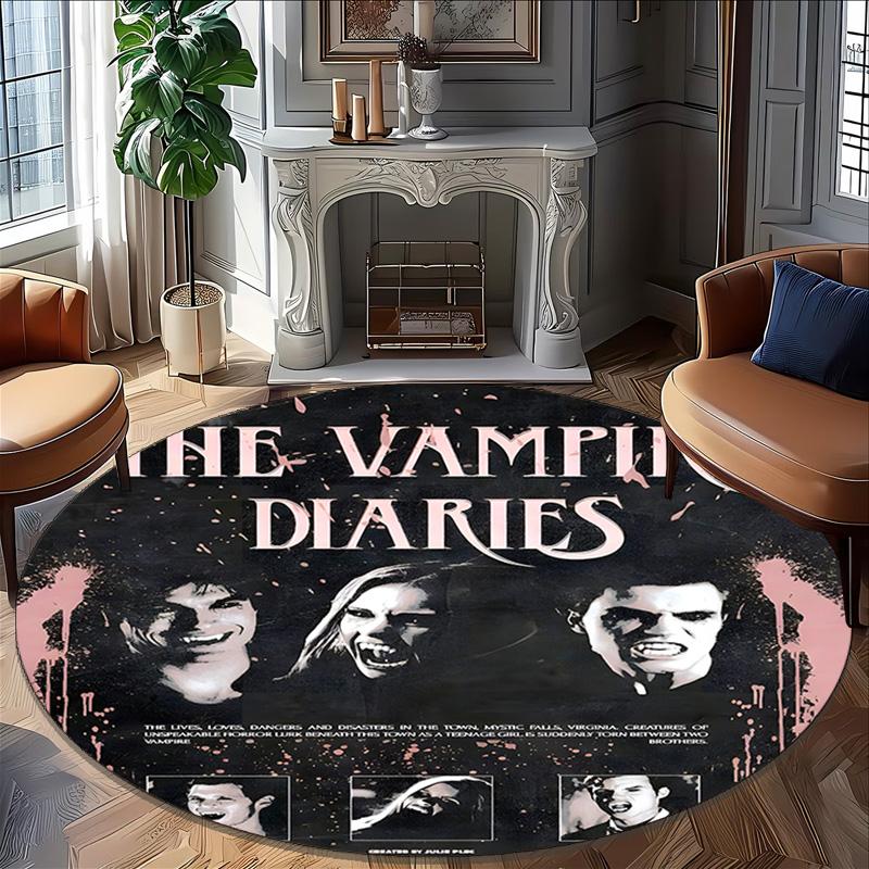 1pc The Vampire Diaries4 Print Round Carpet Chair Round Carpet Suitable for Bedroom Living Room Home Decorative Carpet