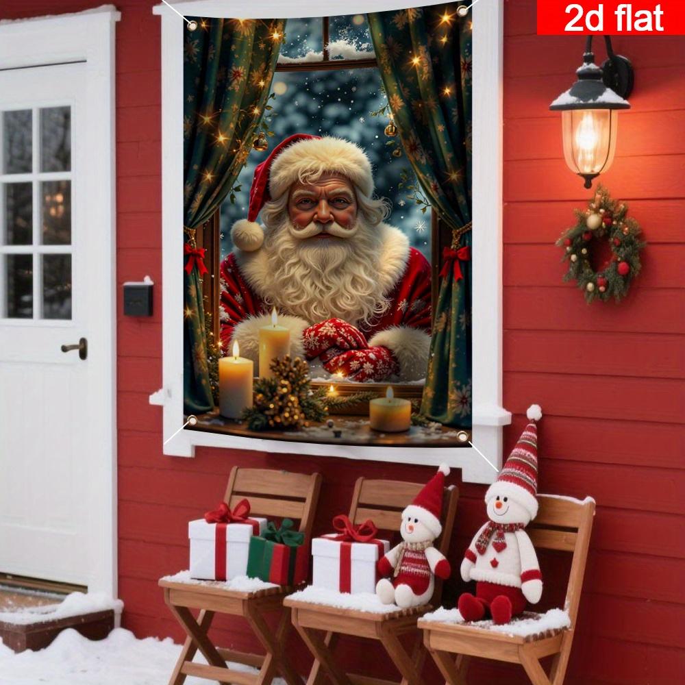 Christmas Window Hanging Banner Decoration Santa  Xmas Tree Holiday Party Supplies
