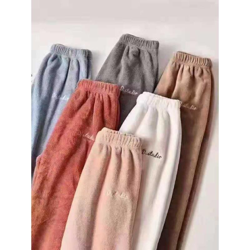 Warm Fairy Warm Pants Coral Fleece Home Fur Thick Casual Loose Outer Wear Winter Sleepwear Girl