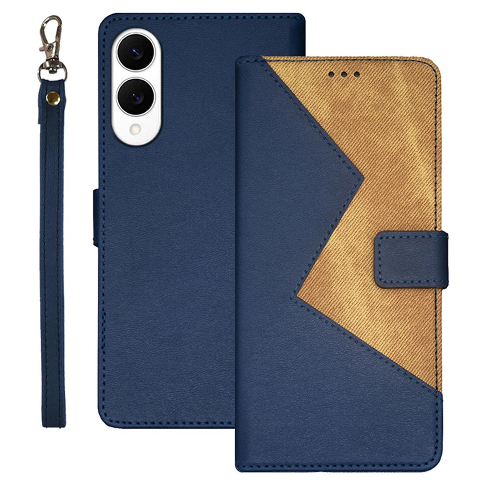 IDEWEI For Samsung Galaxy S25 Edge Case Card Slots Splicing Color Leather Phone Cover with Wrist Strap