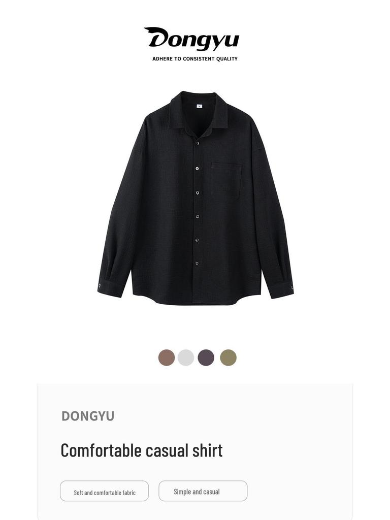 Men's High-End Casual French Texture Long-Sleeve Shirt by Dongyu