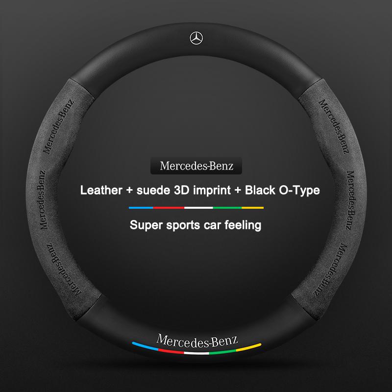 Suede Leather Steering Wheel Cover For Mercedes Benz W204 W205 W203 W211 W212 W201 W210 W124 W126 W140 W168 GLA GLB GLC GLE GLK