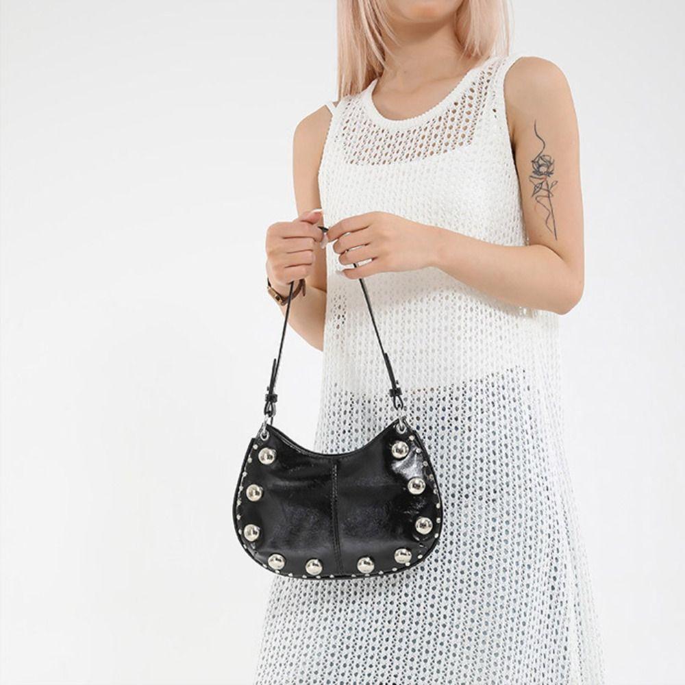 Crossbody Bag Rivets PU Underarm Bag Small Pack Shoulder Bag Portable Punk Style Handbags  Girls