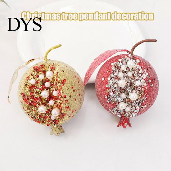 Sparkling Foam Ornaments Handmade Glitter Christmas Tree Pendant, Imitation Pearls Pomegranate Shaped Decorative Wedding Table Centerpieces