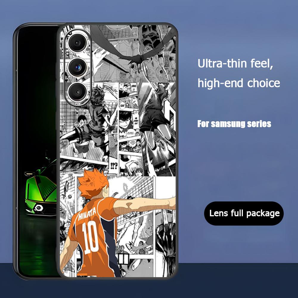 Haikyu Anime Shoyo Hinata Phone Case For Samsung Galaxy S25 S24 S23 S22 S21 S20 Plus Ultra Note20 Soft Black