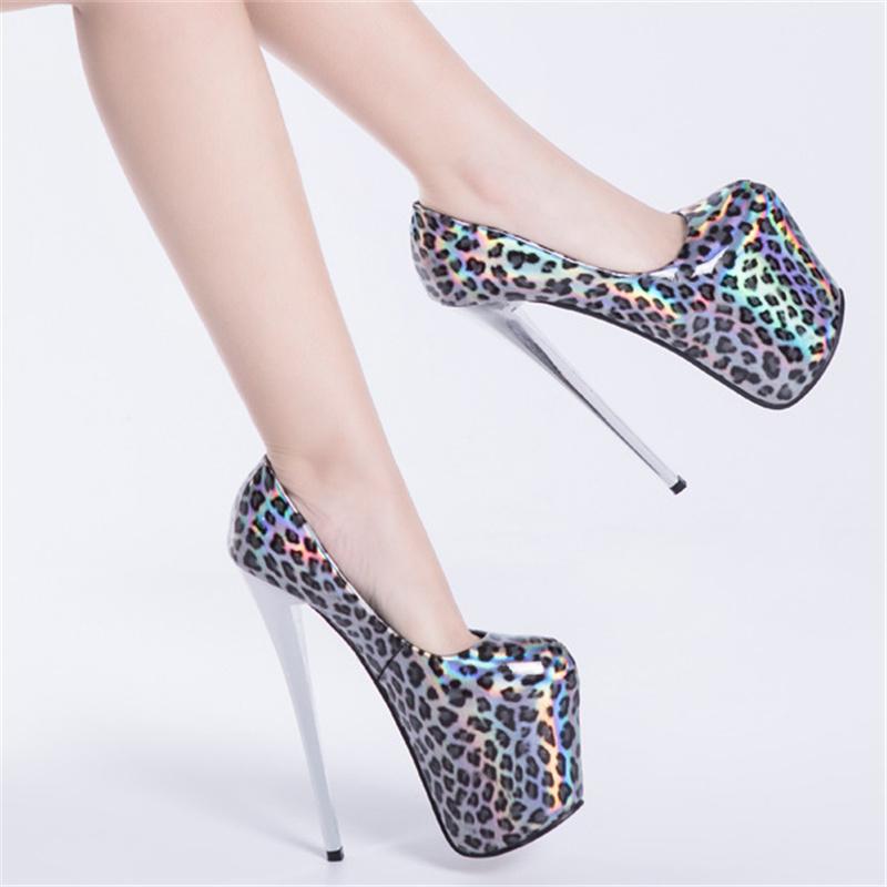 Mode Sexy Leopard 19cm Super High Heels Plattform frauen Pumps Schuhe Mode Rot Gold Hochzeit Party Fetisch Schuhe große Größe 45 50