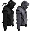 Hoodie Solid Color Front Pocket Pullover Medieval Style Face Cover Hooded Men Sweatshirt Halloween Clothing