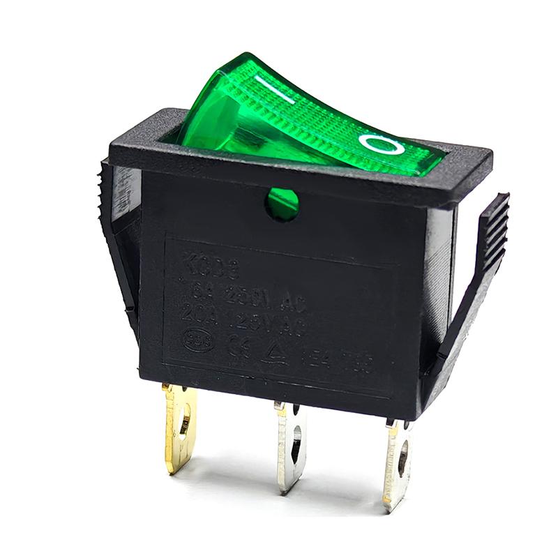 5Pcs Kcd3 Rocker Switch With Led On Off 16A 250V 220V 3 Pin 20A Small Light Cover Cap For Electric Rocket 220 Electronic