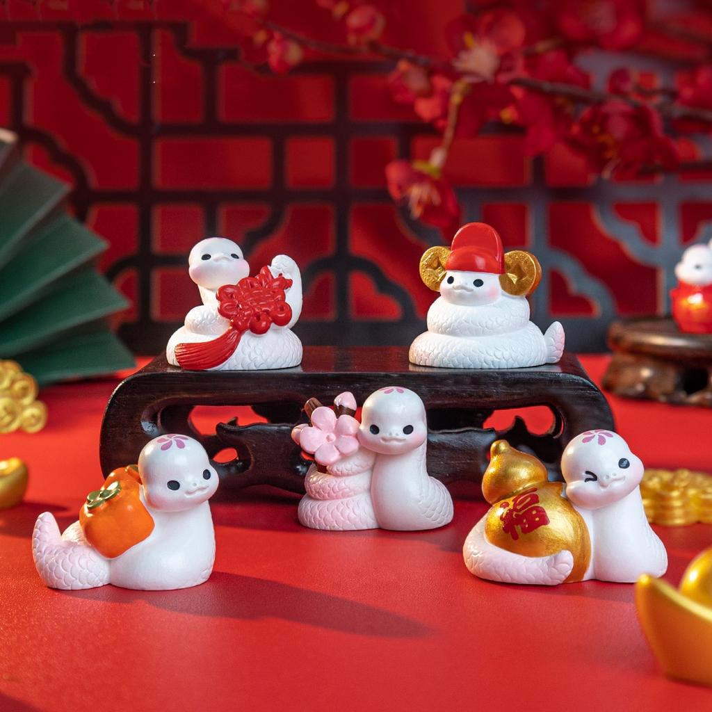 1pc 2025 Year of the Snake Mini Snake Ornament Spring Festival Cute Snake Figurine Gift Chinese New Year Home Stores Decoration