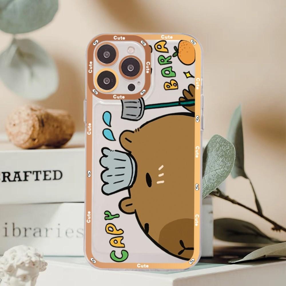 Cartoon Capybara Phone Case For iPhone 15 11 12 13 14 Mini Pro Max XR X XS TPU Clear Case