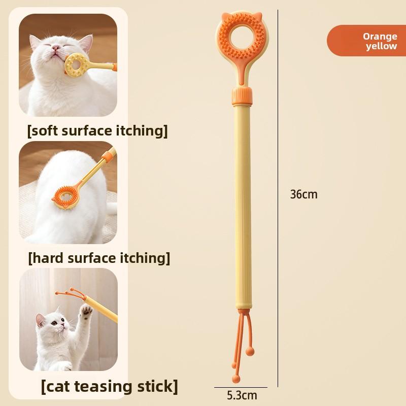 Pet Tickle Retractable Double-sided Massager Tickle 2-in-1 Cat Stick Toy Tickle Pet Supplies оранжевый