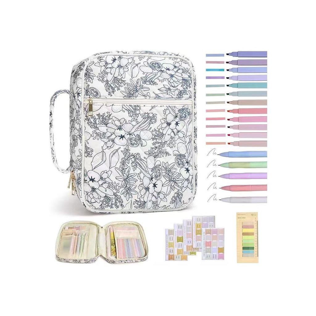 Large Capacity Quilted Cotton Book Storage Bag - Portable, Dustproof Cover