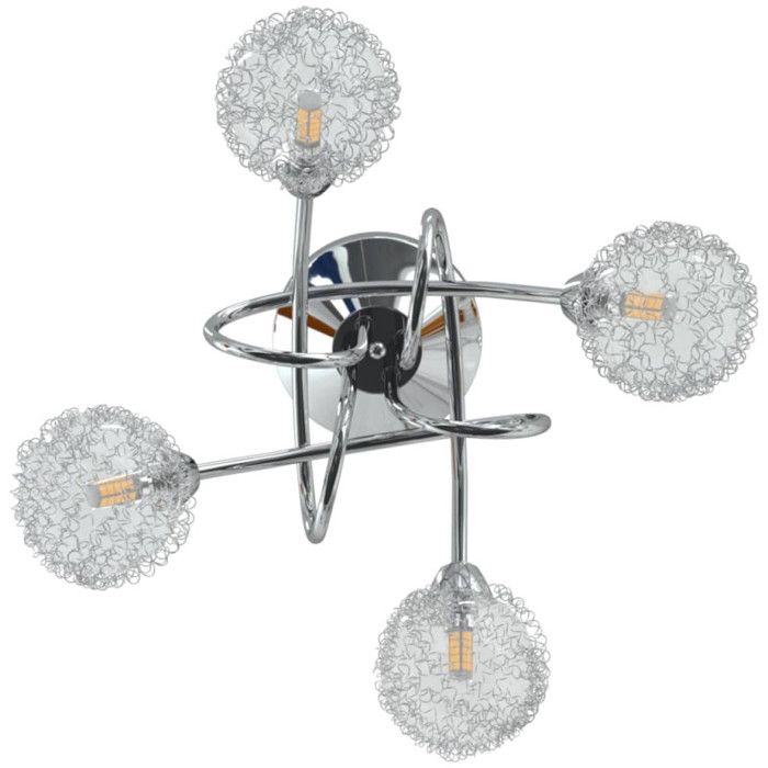Plafonnier avec abat jour en maille métallique pour 4 LED G9
