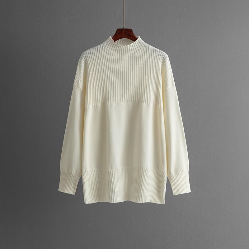 GMXIA Ležérní styl Kulatý výstřih Rozparkový svetrový set pro ženy, Dva volné a měkké pletené svetry na podzim a zimu