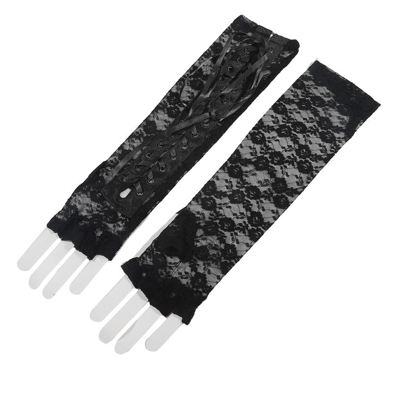 1 Par Kvinnor Elegant Bal Nattklubb Snörhandskar Tea Party Fingerlösa armbågslängda handskar