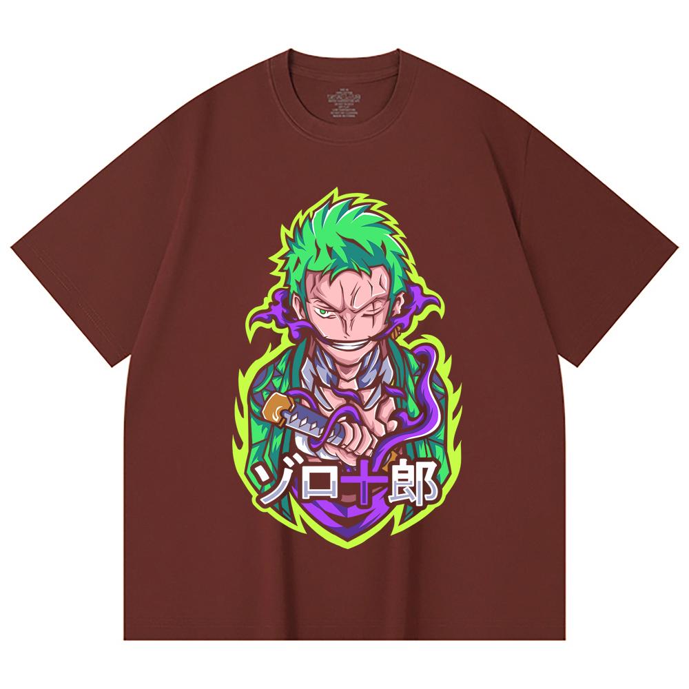 230 Gsm 100% Cotton One Piece V80 Zoro Print Unisex Heavy Cotton T Shirt