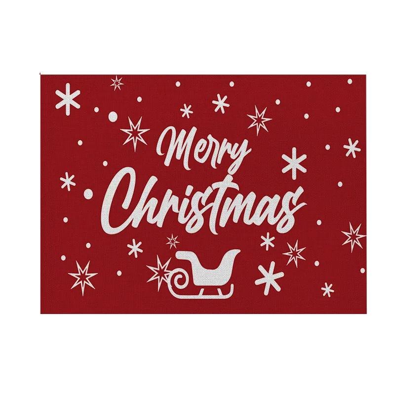 1PC Christmas Decorative Kitchen Placemat Tree Santa Snowman Coaster Dining Table Mats Linen Pad Bowl Cup Mat Xmas Home Decor