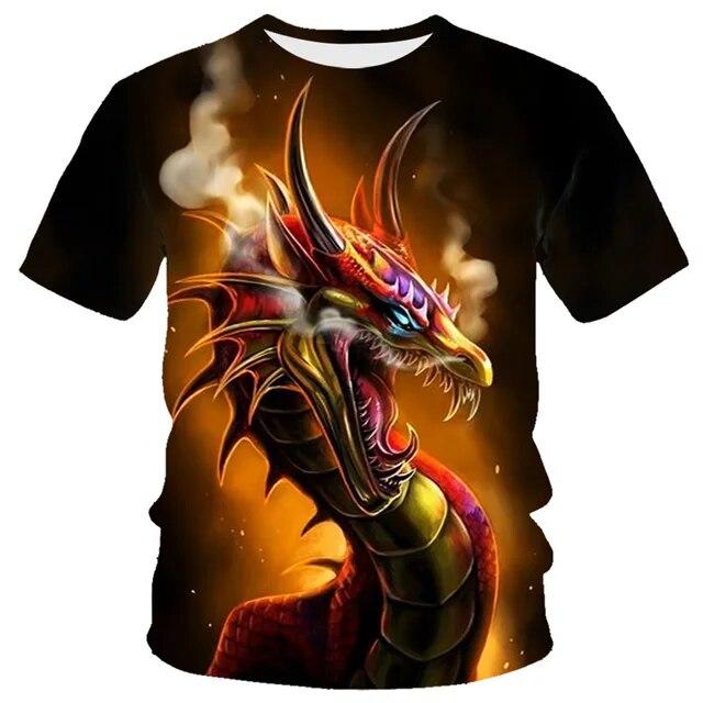 3D Dragon Print T-shirt Men's Women's Fashion Streetwear T-shirt Harajuku Cool Animal Shirt Anime Short Sleeve Tops Tees