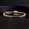A New 3mm Copper Plated K Gold Gradual Change Color Zirconium Tennis Bracelet Full Diamond Three Claws Inlaid Fashion Design Jewelry