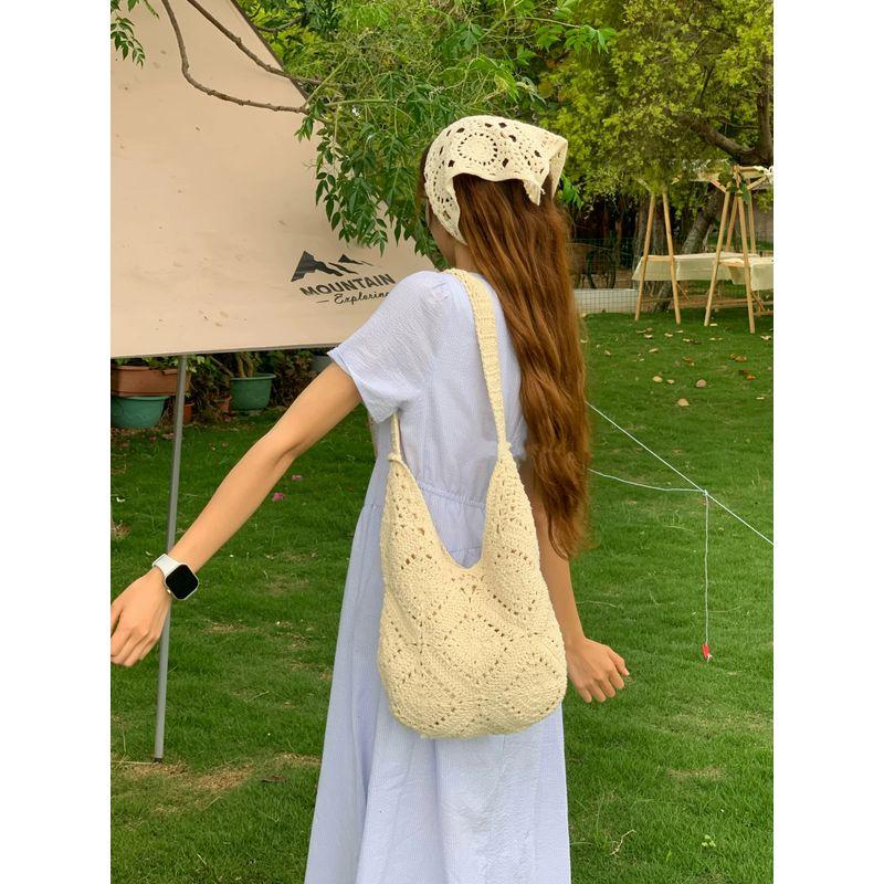 

White Tiya Bohemian Style Handmade Straw Woven Bag Women 2025 New Large Capacity Tote Shoulder Bag Beige White