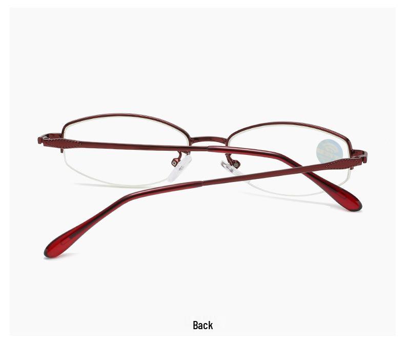 Chic Women's Metal Half-Frame Reading Glasses, HD Eye Protection, Blue Light Blocking, Unisex, Youthful Style