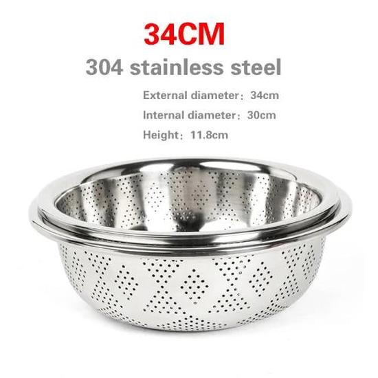 304 Stainless Steel Leaky Basin Rice Washing Sieve Basin Vegetable Basket Leaching Water Washing Fruit Filter Rice Basin6
