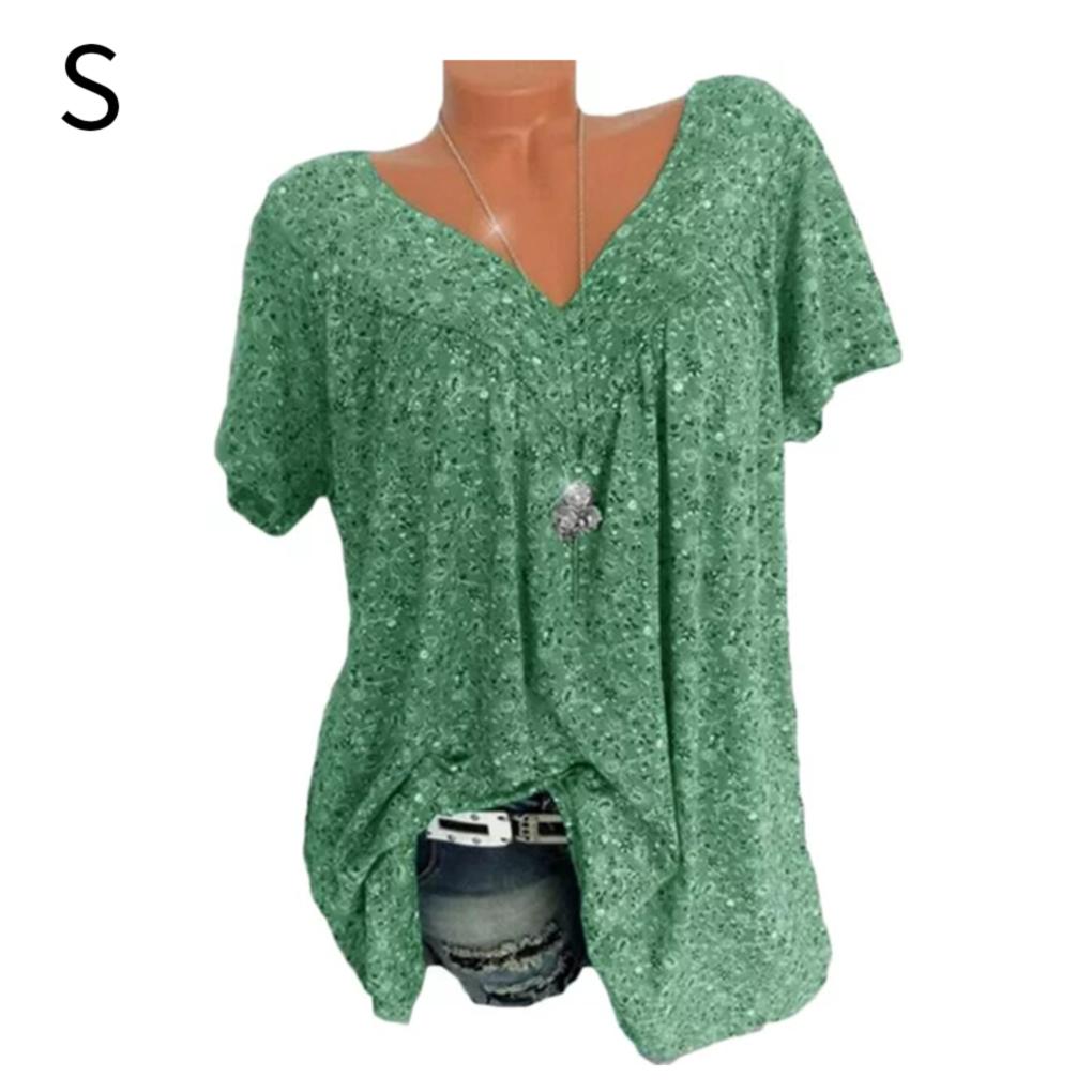 Women T-shirt V Neck Short Sleeve Top Printed Casual Summer T Shirt