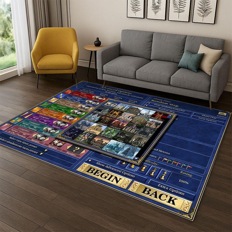 Retro Heroes of Might and Magic Map Game Carpet Rug for Bedroom Living Room Sofa Playroom Doormat Home Decor,Area Rug Non-slip