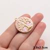 3pc Girl Pendant Hot Pink Oil Dripping Stainless Steel Plant Tree Flower Charm Pendants For Jewelry Making Supplies DIY Keychain