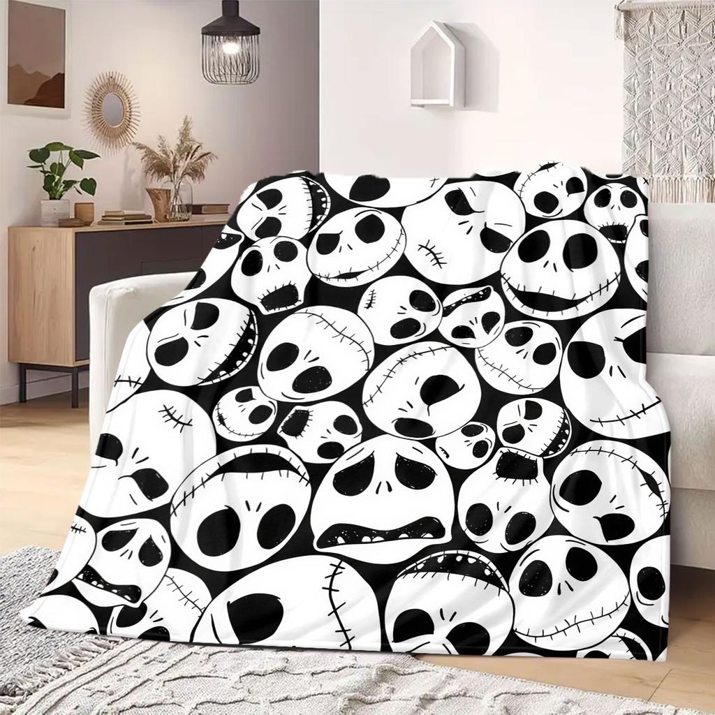 Jack Sally Print Cartoon Flannel Blanket for Sofas Beds Bedrooms Chairs Travel Picnics Home Decor Design