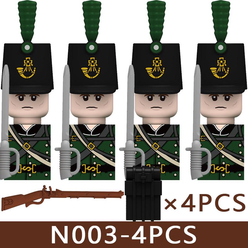 4pcs Medieval Castle Knight Building Blocks MIlitary Napoleon Soldier Figures War Army Legion Accessories Imperial Navy Bricks Toys