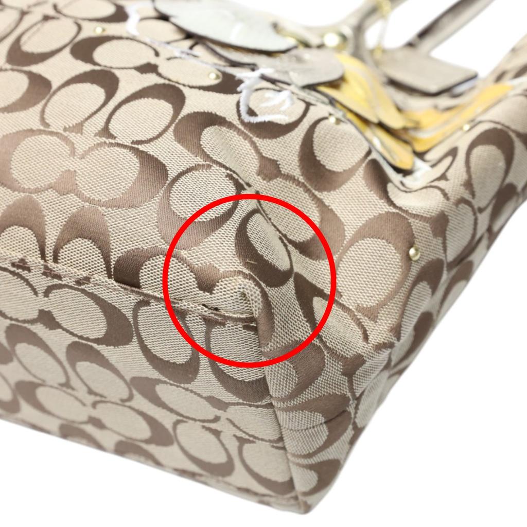 COACH Shoulder back Applique Tote Bag canvas Khaki x Gold Women F16276 Used
