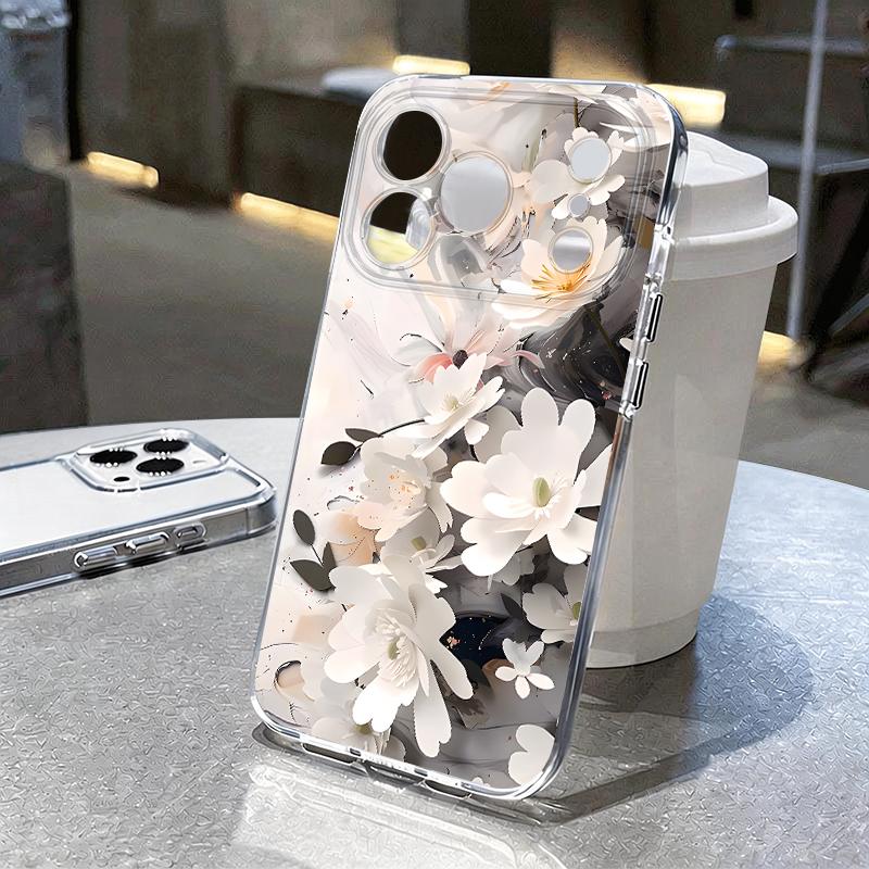 Retro Floral Pattern Case For iPhone 17 Pro Max Coque iPhone 16 15 14 13 Pro Max 11 Clear TPU Silicone Soft Cover