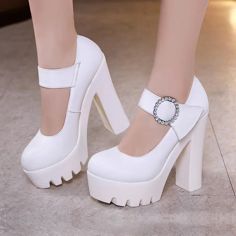 Fashion Pumps Women Single Shoes 13cm High Heels Female Thick with Waterproof Platform Autumn Sexy Super High Heel Black Women's Shoes