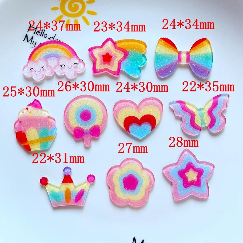 

10Pcs New Cute Mini Rainbow Lollipop Butterfly Heart Series Resin Flatback Cabochon Scrapbook Kawaii Embellishments Accessories
