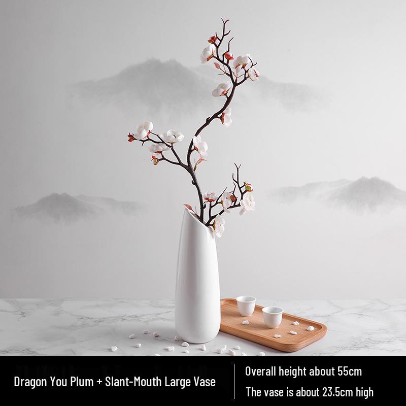 Wintersweet Bonsai Arrangement: Artificial Plum & Peach Blossom Branches for Indoor Living Room Decor