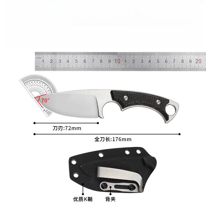 Outdoor Survival Knife Sharp D2 Steel Linen Handle Portable Stonewashed with K Sheath Pocket Knife combat tactical knife