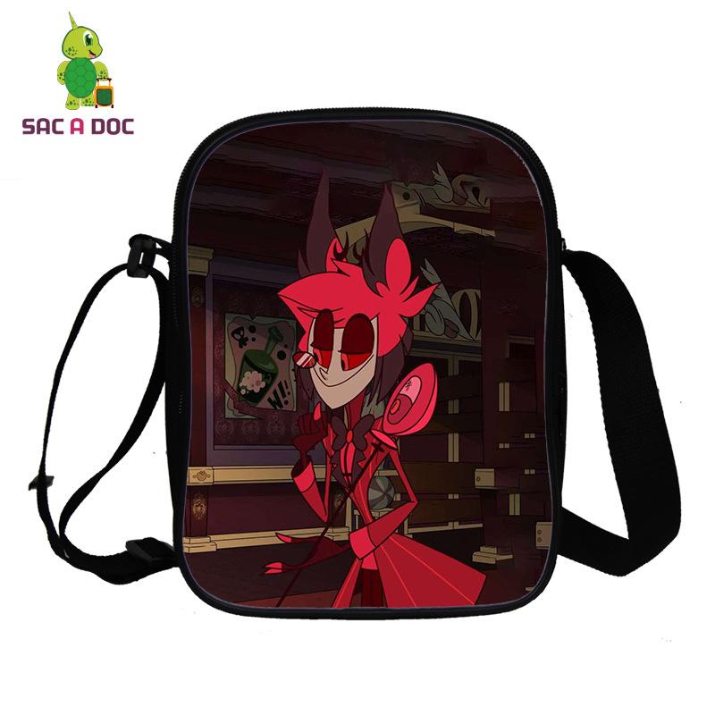 Hell Inn Animation Peripheral Crossbody Student School Bag 3D Full Color Printing Double Shoulder Bag