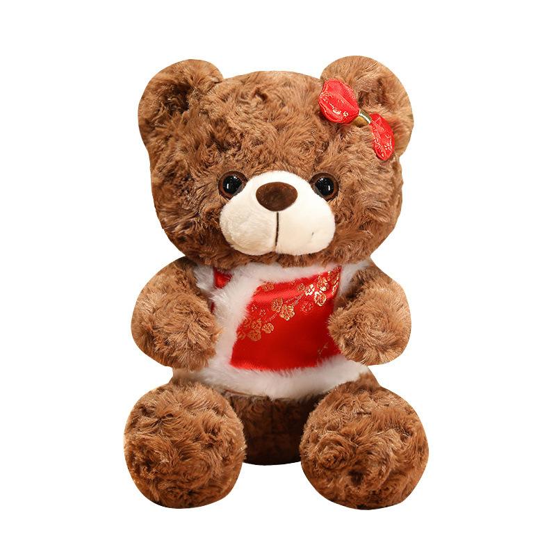 New Year Festive Tang Suit Teddy Bear Doll Plush Toy Children's Rag Doll Decoration Props Doll