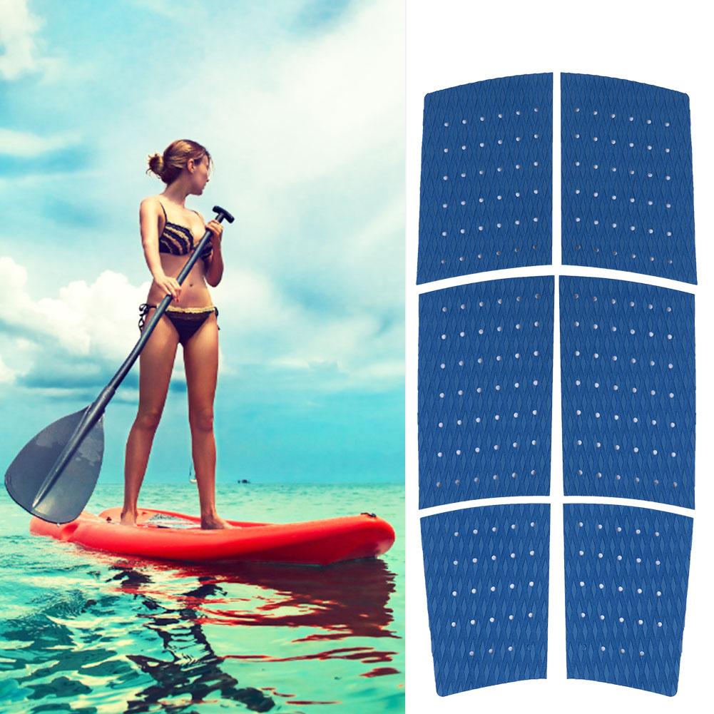 6PCS EVA Anti Slip Full Deck Grip Surfboard Boat Yacht Traction Pad Mat Decoration (Blue)