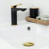 Rubio low black-gold free-standing washbasin tap with click-clack stopper