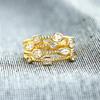 Huitan  Gold Color Women Rings Multi-layers Crystal Cubic Zirconia Design Modern Statement Female Finger Ring New Jewelry